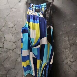 Byline Byer California Blouse Womens Small Multicolor Bow Neck Sleeveless Bright